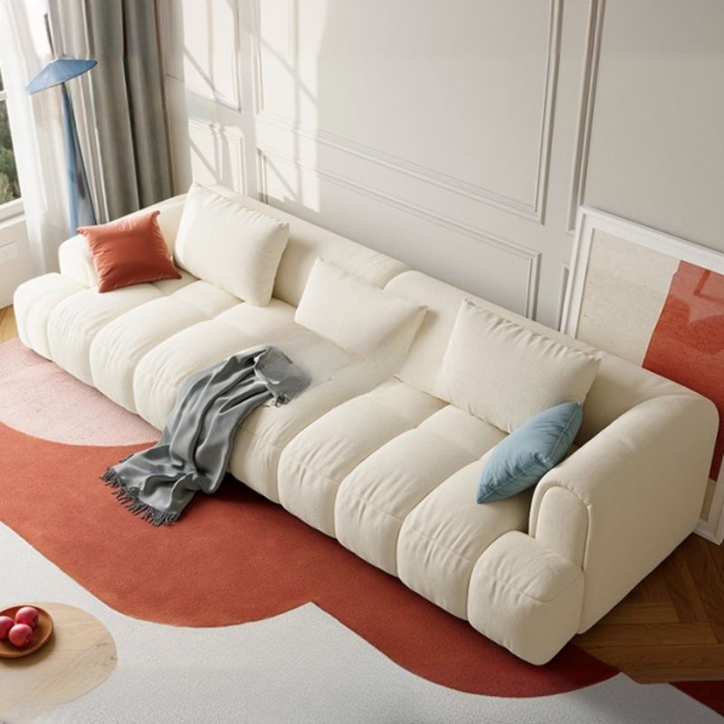 Beige Standard Sofa with Arm and 5 Pillows/4 Pillows