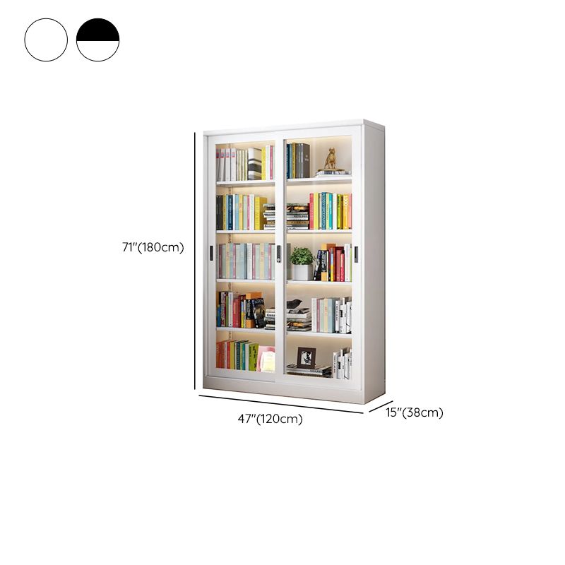 Steel Vertical Barrister Bookcase with Transparent Glass Doors and Closed Back, Featuring 6-Shelf/5-Shelf/4-Shelf