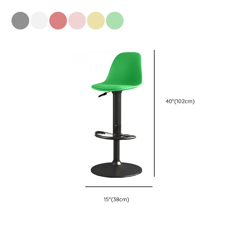 Simple Scarlet/Yellow/Dark Green Rawhide Bucket Bar Stools with Adaptable Height, Rotating Back