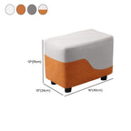 Trendy Rectangular Solid Color Standard Ottoman in Dove Grey/White/Apricot with Lumber Frame