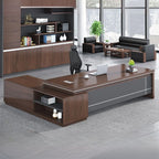 Office Desk with Watertight Durability, 2 Drawers, Stump Base, Exterior Shelf, Cable Management, CPU Storage, and Front Splash