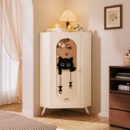 Modern Simple Style Nook Accent Cabinet with Damp-proof Closet, Glazed Door, Cabinet Knobs in Chalk