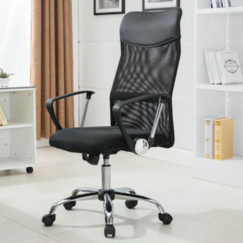 Ergonomic Black Fabric Office Desk Chair with Armrest, Swivel Wheels, Lumbar Support, and Headrest