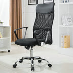 Ergonomic Black Fabric Office Desk Chair with Armrest, Swivel Wheels, Lumbar Support, and Headrest