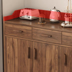 Art Deco Sideboard with 3/1/2 Drawers, Narrow 2 Shelves Larder Storage, Lumber Countertop, and 4/3/2 Doors