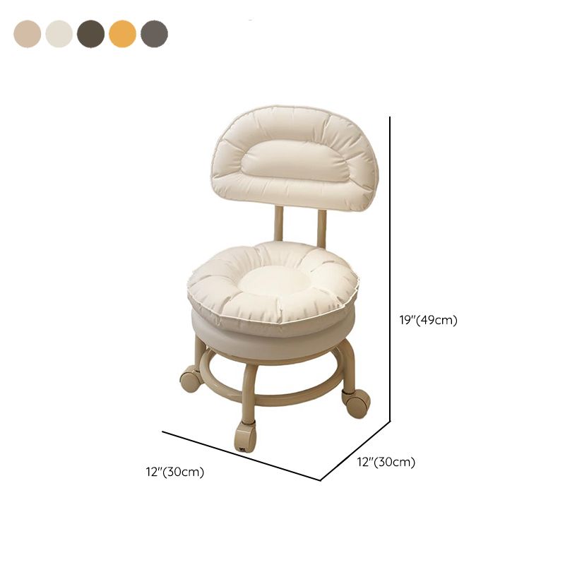 Trendy Circular Solid Color Standard Ottoman in Leatherette with Black/Dove Grey/Tan Upholstery and Rollers