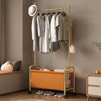 Modern Simple Style/Glam Hall Rack with Receptacle Storage, Steel Frame, 1 Basket, and Alloy Hook