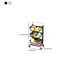 Modish Rectangle Portable Center with Wheels, Metal Countertop, Adjustable Shelves, and Silver Open Storage