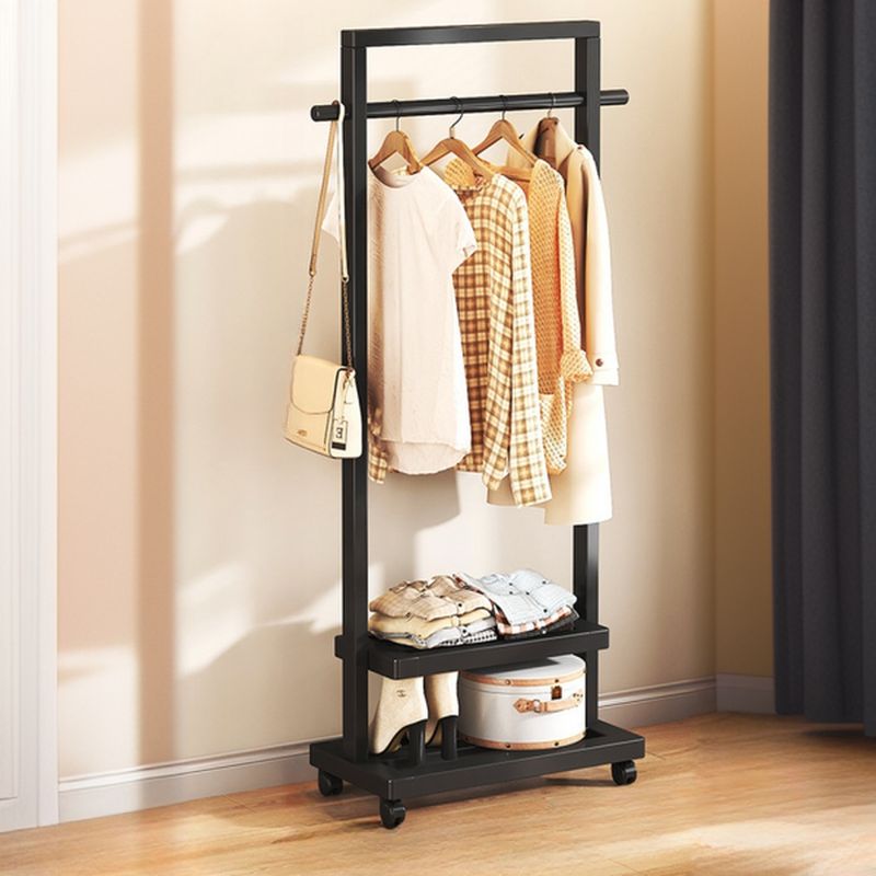 Black/White/Natural Hall Rack with Receptacle, 2 Shelves and 2 Hooks/5 Hooks in a Modern Simple Style