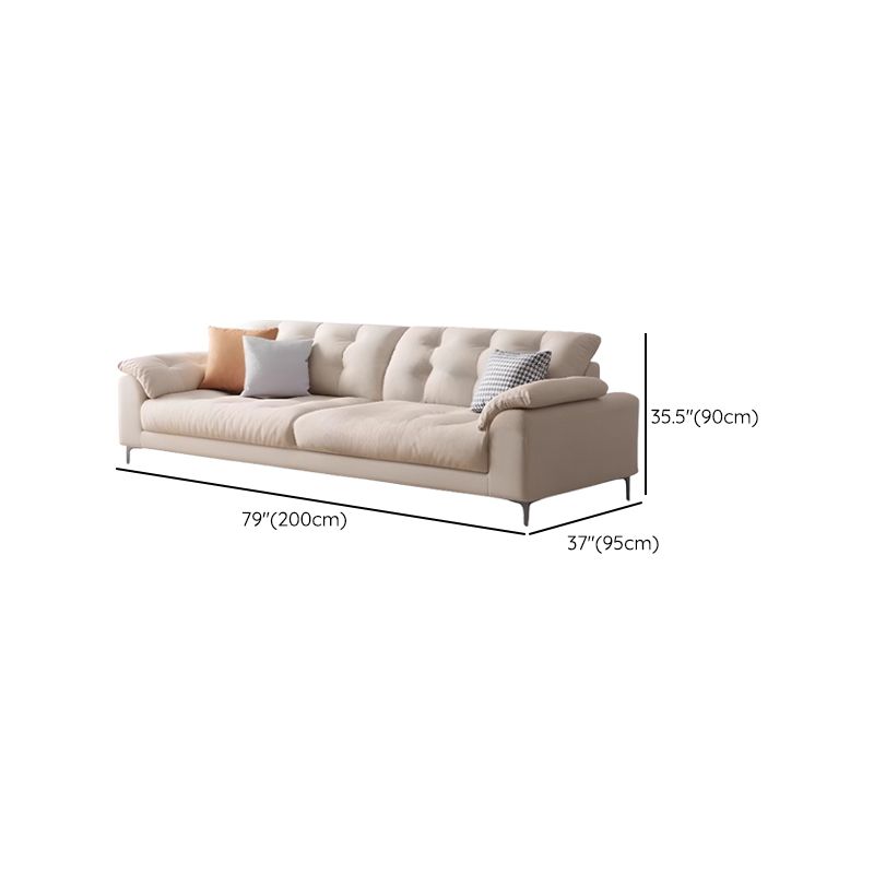 Contemporary Modern Solid Color Water Resistant Standard Sofa in Off-White for 2 People with Slipcover and 3 Pillows