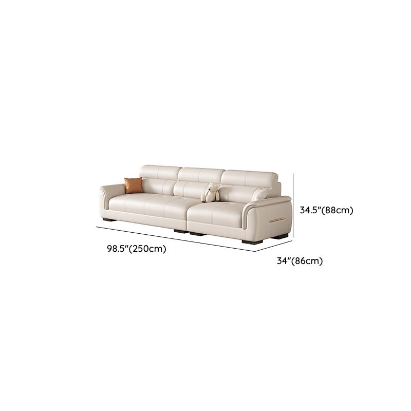 Trendy Solid Color Stain Resistant Standard Sofa/Loveseat/Single Sofa in Beige with Arm, Seats 2 People/5 Person/Seats 3, and 2 Pillows