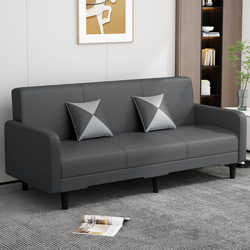 Convertible Sofa in Gray/Cerulean/Off-White with Armrest and 3 Pillows