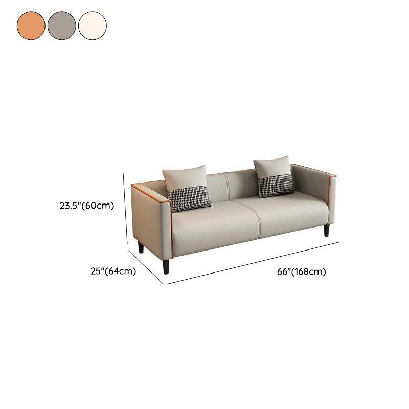 Trendy Solid Color Water Resistant Standard Sofa/Loveseat in Grey/Beige/Amber with Arm, Seats 3/2 People, and 2 Pillows