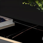 Art Deco Sideboard with 2 Drawers, Narrow/Standard Size, 3 Shelves, Sintered Stone Countertop, 4/3 Doors, Self-supporting