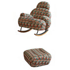 Rocking Chair Couch with Round Arm, Ottoman, Rear Back, Stationary
