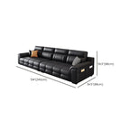 Modish Solid Color Stain Resistant Standard Sofa in Black, 4-seater/3-seater with 2 Pillows