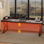 Casual Writing Desk with Easy Assembly, Scratch-proof Sleigh Base in Sepia Pine Wood with Baffle