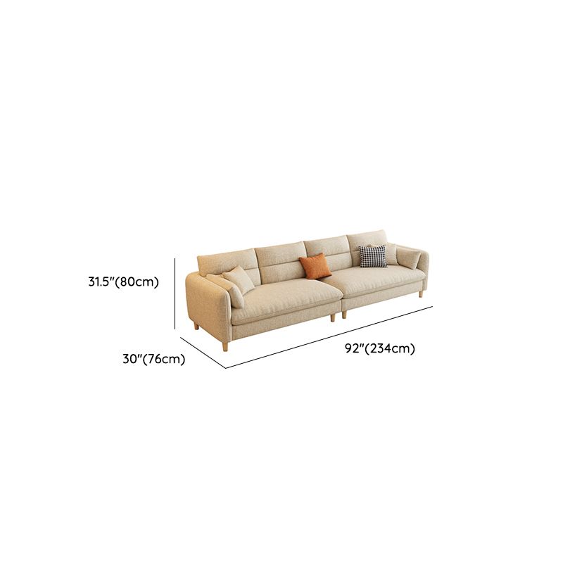 Beige Standard Sofa with Arm and 4 Pillows