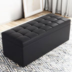 Modern Upholstered Solid Color/Grid Accent Bench Chair with Repository, Padded and Button-tufted