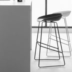Casual Polymer Bar Stools in Midnight Black/Gray/White with Pail Seat and Leg Rest