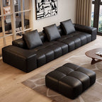 Tear Resistant Standard Sofa/Loveseat/Single Sofa in Midnight Black Genuine Leather