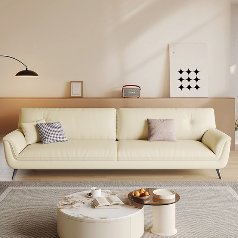 White Standard Sofa/Single Sofa with Armrest and 3 Pillows/1 Pillow