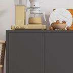 Art Deco Narrow Sideboard with Larder Storage, Alloy Countertop, Flexible Shelf, and 2 Doors