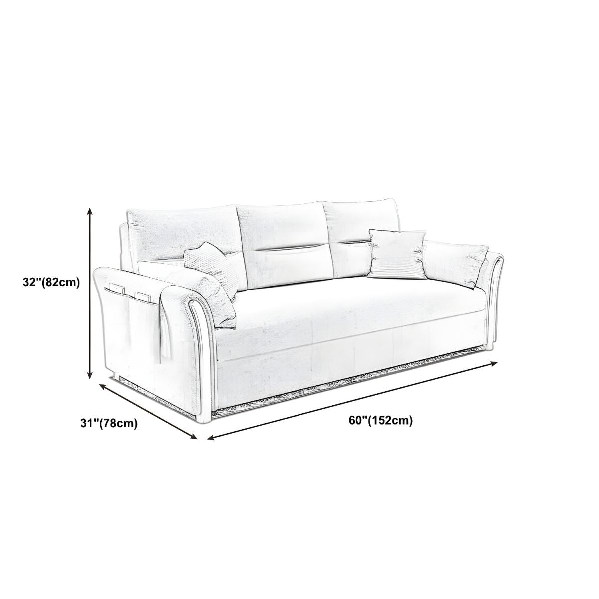Fabric Sofa Bed Settee Furniture Flared Arm Latex Filled Sofa