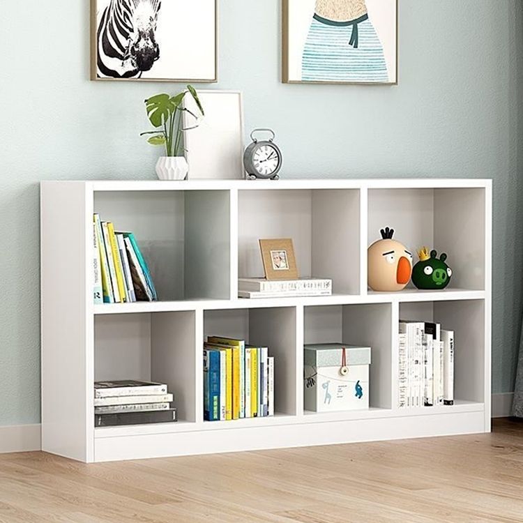 Modern Horizontal/Vertical Cubes Storage in Wood with Closed Back and 3-Shelf/4 Shelves