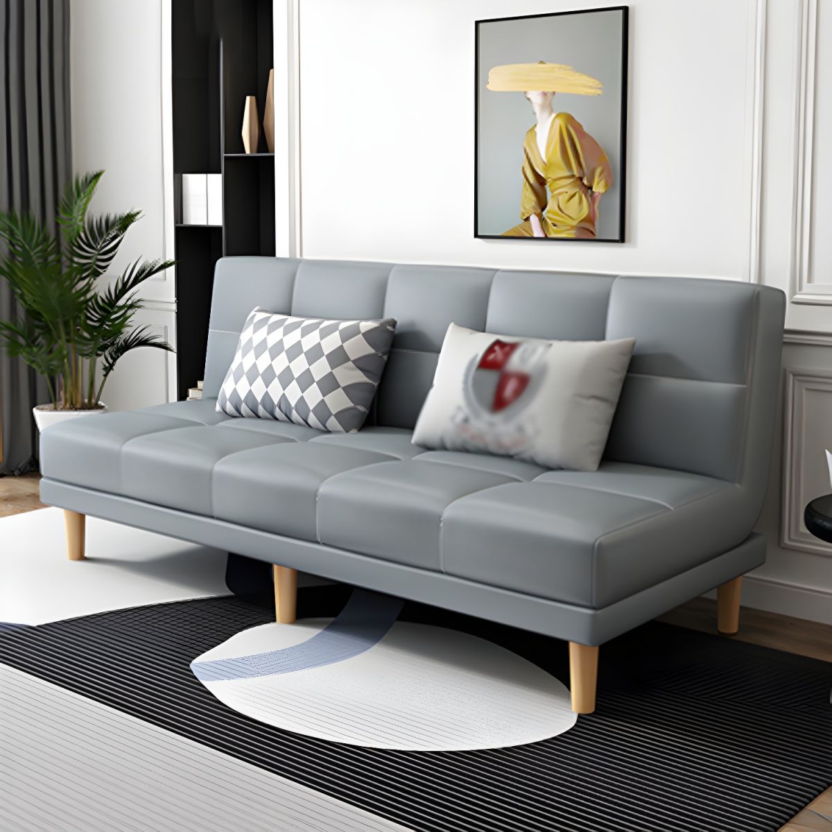Modern Armless Settee 27.55" W Convertible Sleeper Sofa for Living Room