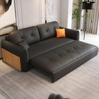 Midnight Black Tufted Back Futon Day Bed with Receptacle Storage