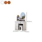 Simple Standard Auburn/Chalk Timber Vanity Set with Drawers, Standing Mirror and Seat