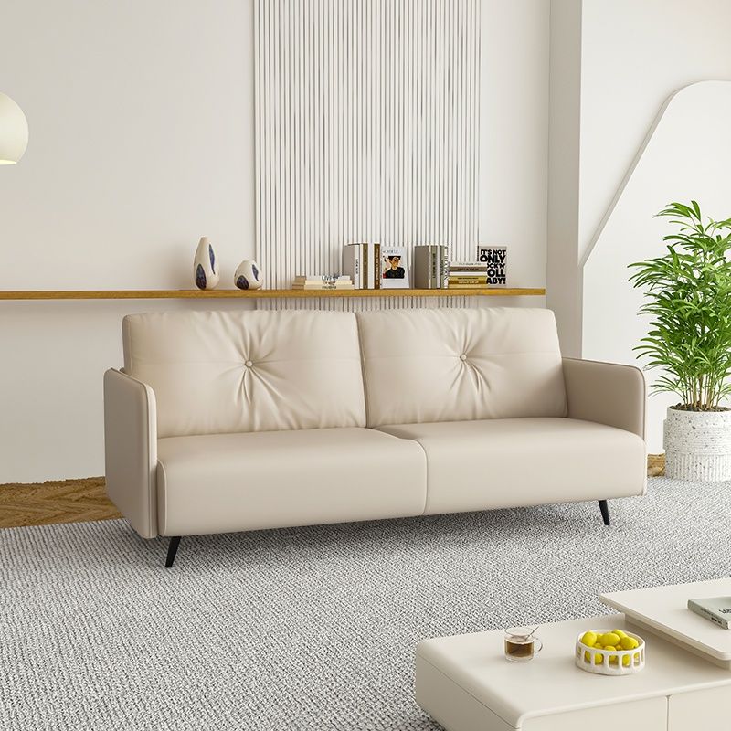 Modish Solid Color Stain Resistant Standard Sofa in Beige, 3-seater/for 2