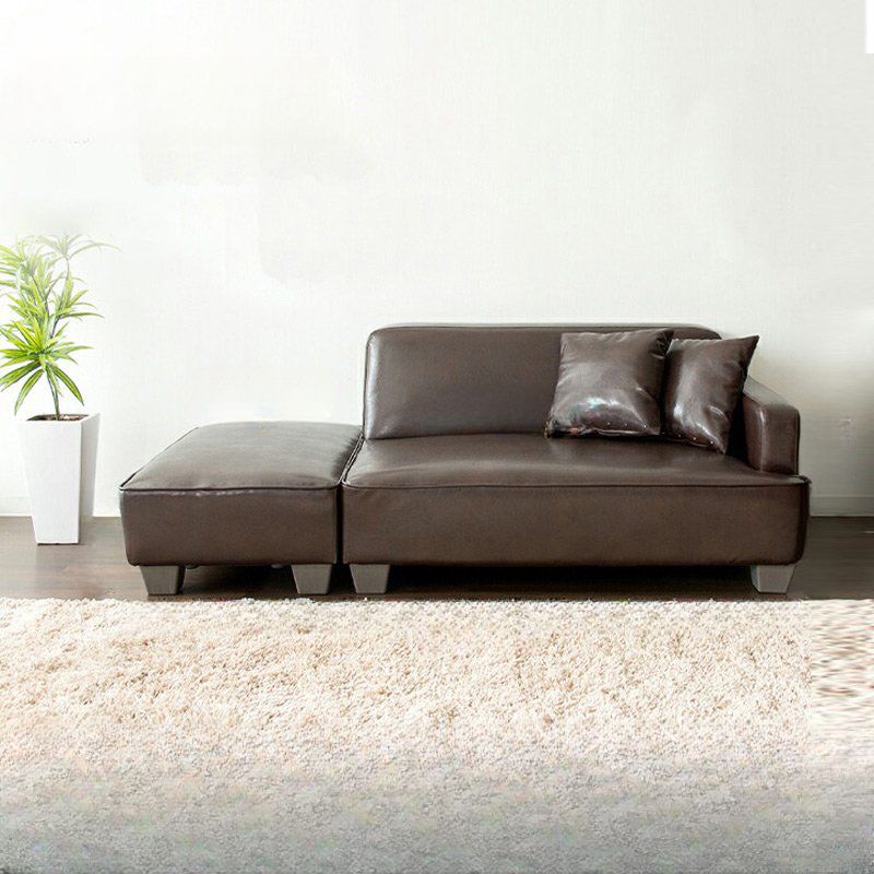 Modern Simple Style Solid Color Right-Arm Chaise Chair for Bedroom with 2 Pillows