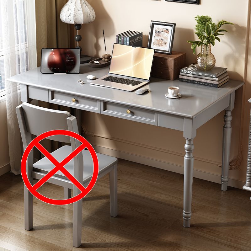 Chalk/Dove Grey/Ink Rectangular Lumber Office Desk with Compartment in a Classic Style