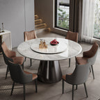 Simplistic Circular-shaped Dining Table with White Turntable and Scratch-proof Surface