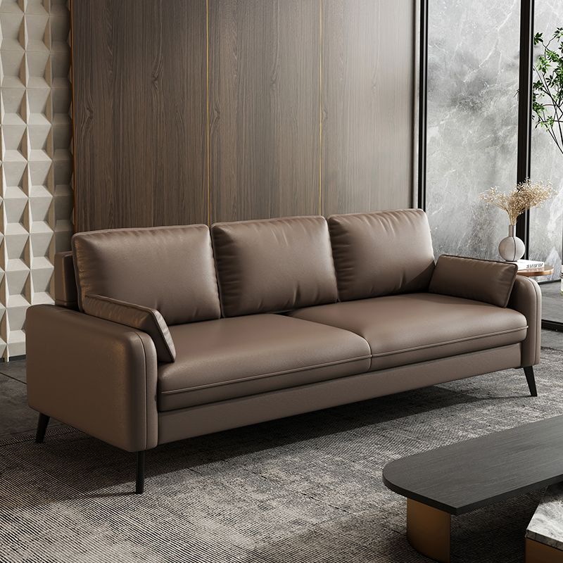 Simple Solid Color Blue/Grey/Orange Sofa with Pillow Back & Square Arm Living Spaces, Scratch Resistant