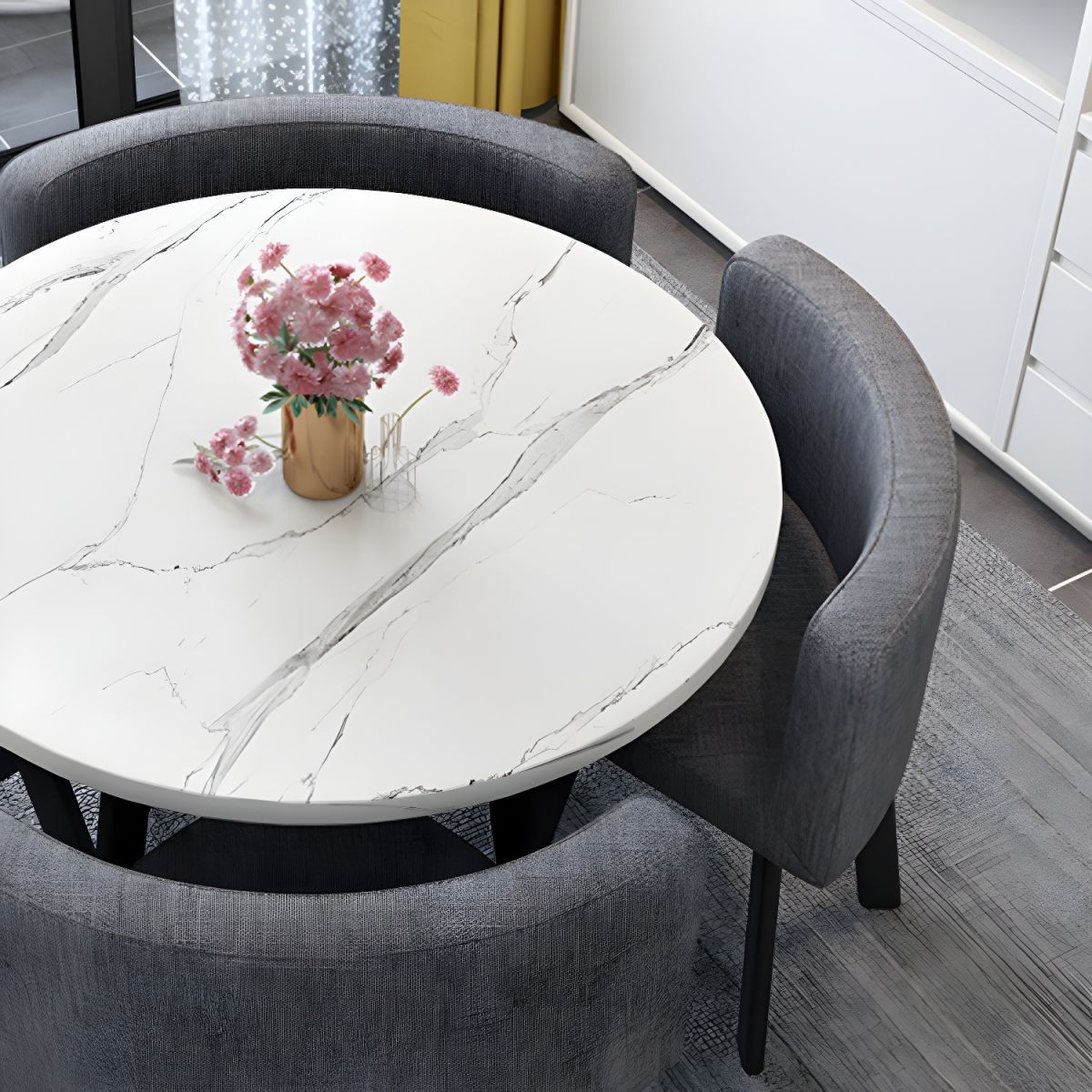 Modern Wood Dining Table Set 5 Pieces Dining Set for Home Use
