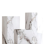 Square Marble Pattern Display Table with Stone Top, 30 to 39 in/20 to 29 in Height, Unfinished Finish, and Up to 19 in Size
