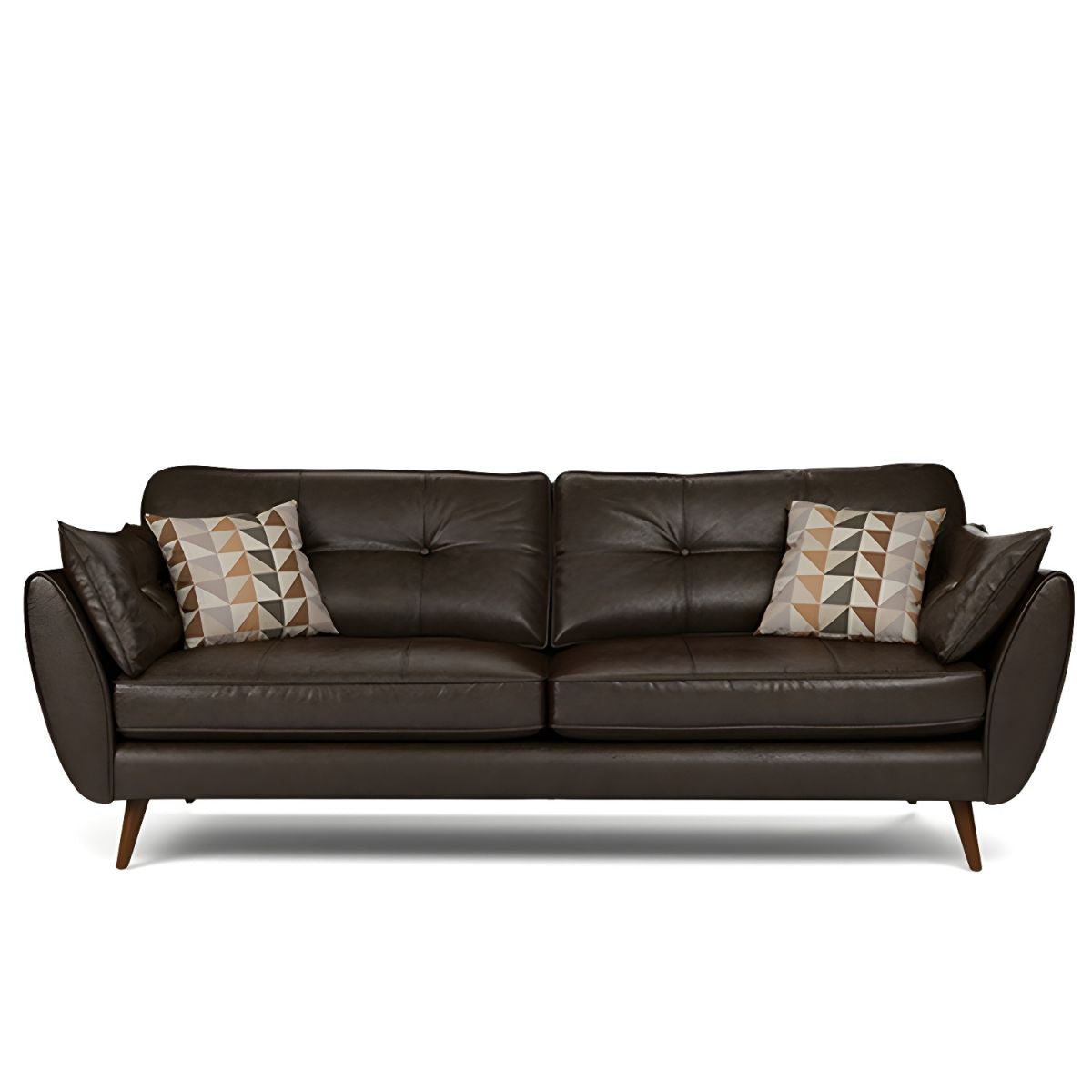 Wood Legs Modern Flared Arm Sofa Leather Standard Tufted Sofa