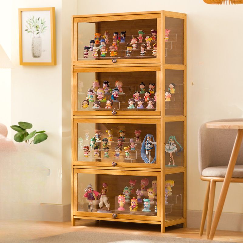 Bambusa Flooring Curio Cabinet with Stockroom, 4 Cabinets/3 Cabinets/2 Cabinets, 4 Shelves/3 Shelves/2 Shelves, 4 Doors/3 Doors/2 Doors