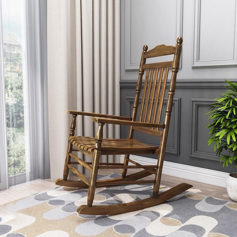 Traditional Indoor Wood Rocking Chair in Solid Color with Square Arms