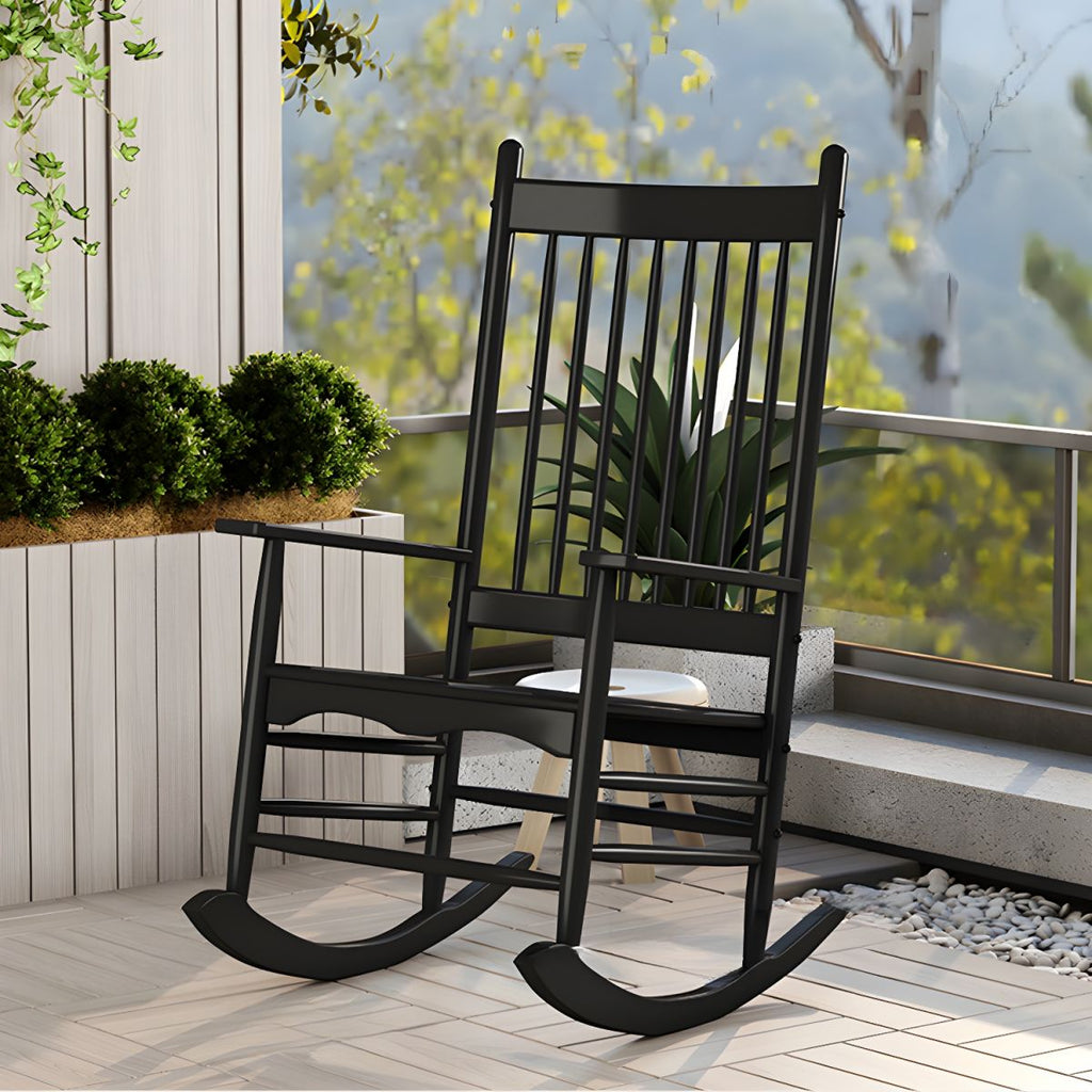 Traditional Indoor Wood Rocking Chair in Solid Color with Square Arms