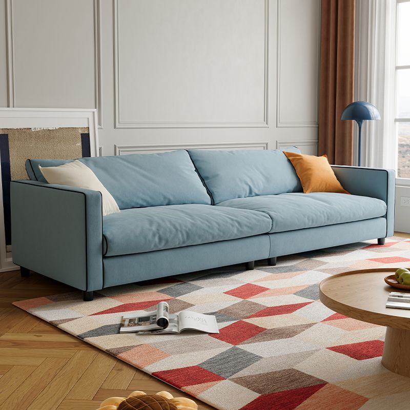 Drawing Room Flannel Standard Sofa in Light Blue/Sage/Amber Color with Armrest