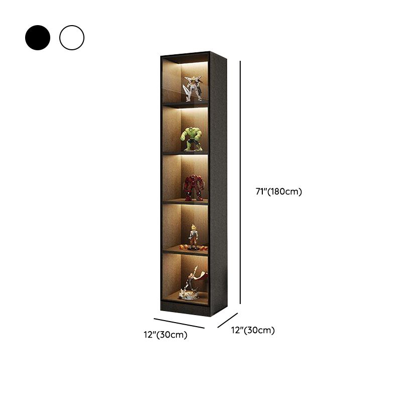 Elegant Glass Display Cabinet with Wood and Lighting Included