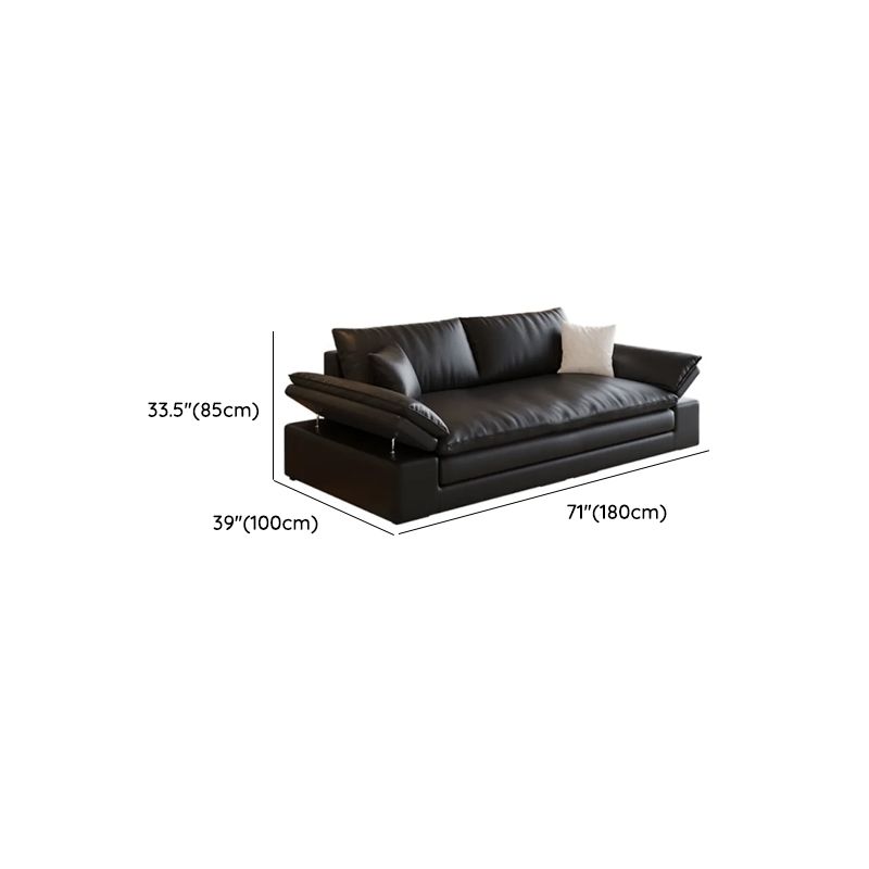 Modish Solid Color Scratch-durable Standard Sofa in Midnight Black, Seats 4/3/2-seater with 2 Pillows