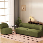Trendy Solid Color Stain Resistant Loveseat in Emerald Green/Auburn/Beige for 2 People