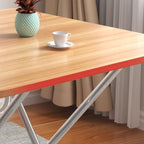 Silver Composite Wood Dining Table with Crossed Legs, Scratch-proof and Foldable Square Top for 2-seater
