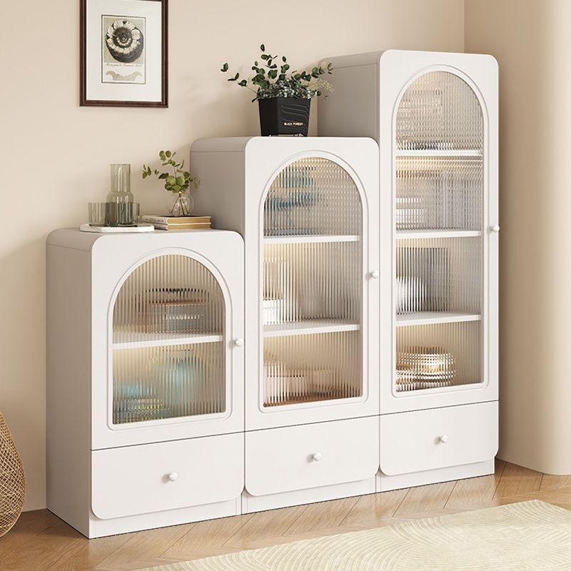 Rectangular Accent Cabinet with Closet, Glazed Door, Cabinet Knobs, Chalk/Sepia Top, Soft Close Drawer, and Stain Resistant Finish