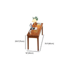Trendy Rectangular Natural Wood Writing Table with Auburn/Unfinished Color Drawers